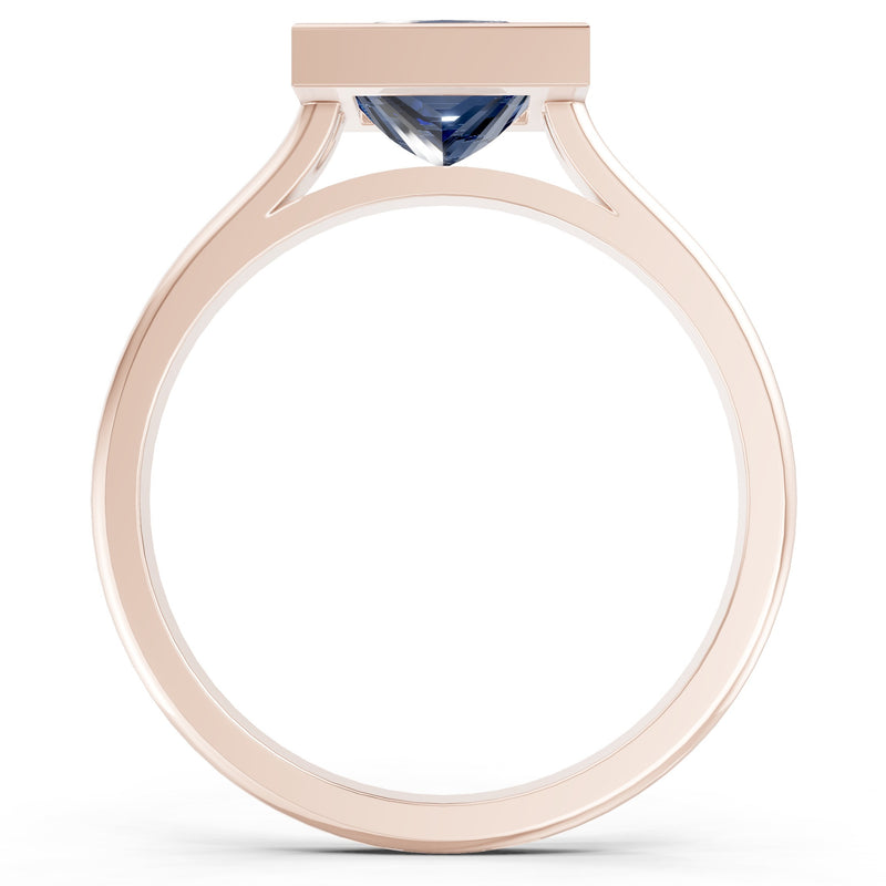 Princess Cut Bezel Gemstone Solitaire Ring