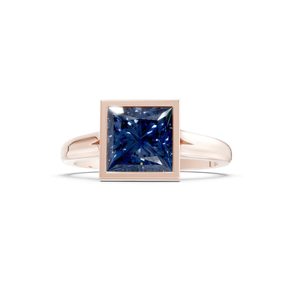 Princess Cut Bezel Gemstone Solitaire Ring
