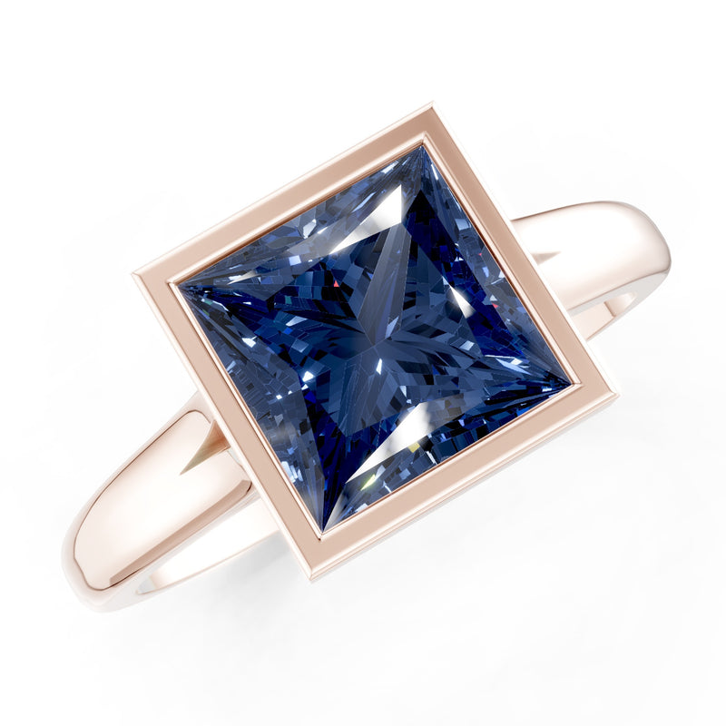 Princess Cut Bezel Gemstone Solitaire Ring