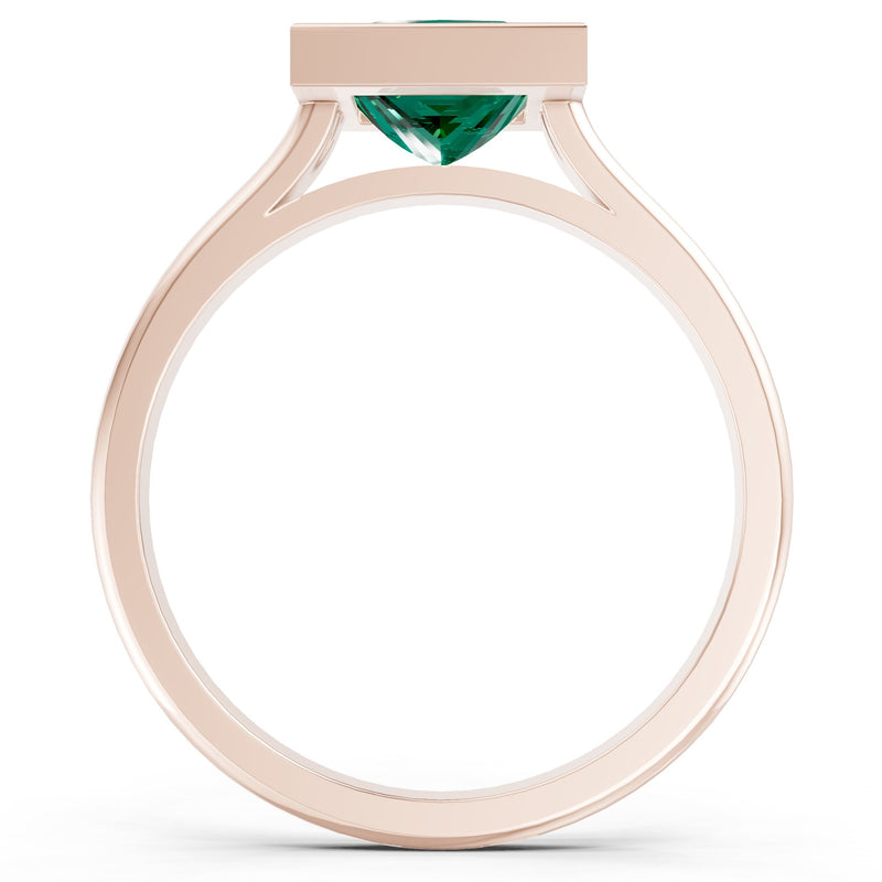 Princess Cut Bezel Gemstone Solitaire Ring