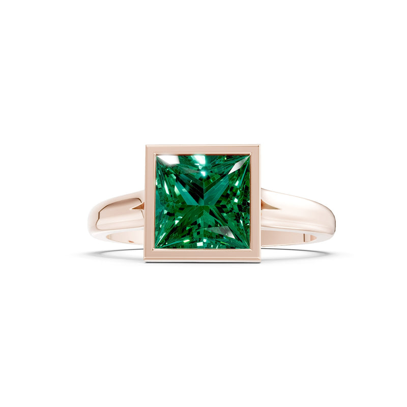 Princess Cut Bezel Gemstone Solitaire Ring