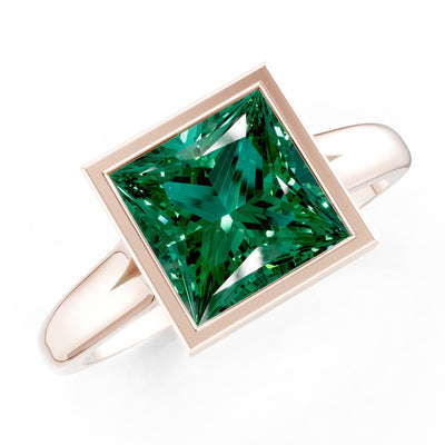 Princess Cut Bezel Gemstone Solitaire Ring