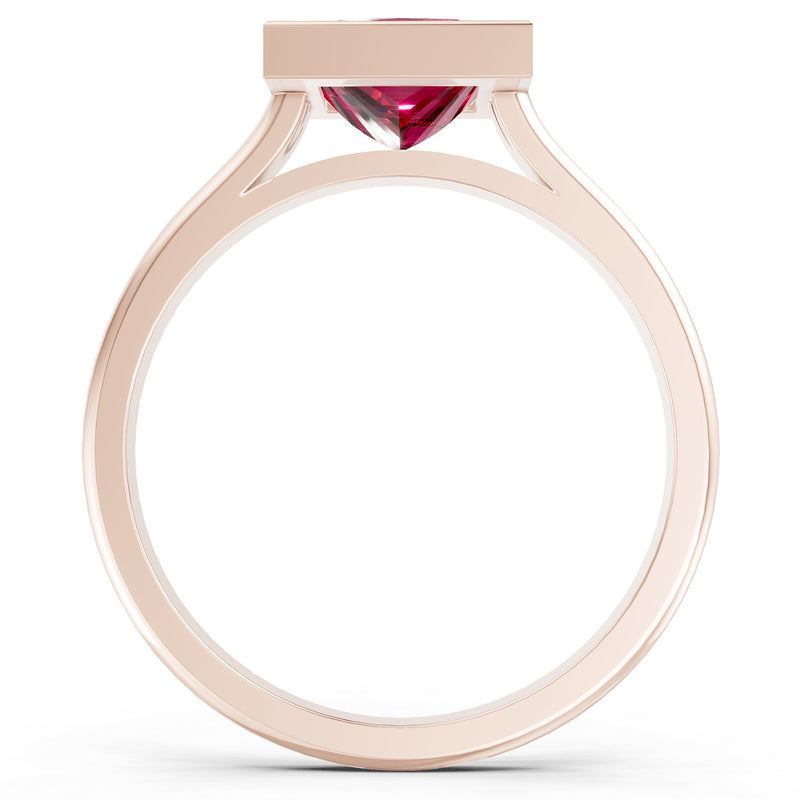 Princess Cut Bezel Gemstone Solitaire Ring