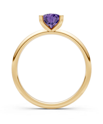 Amethyst 5 Prong Pear Shape Solitaire Engagement Ring