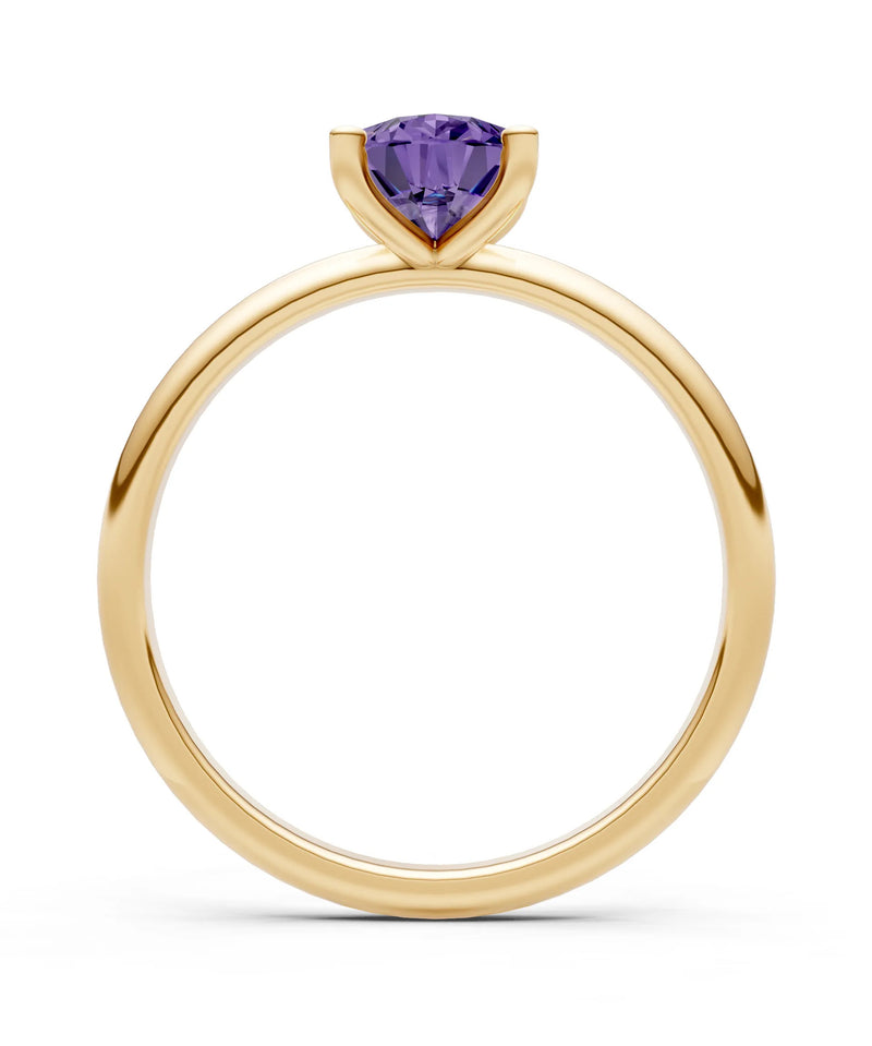 Amethyst 5 Prong Pear Shape Solitaire Engagement Ring