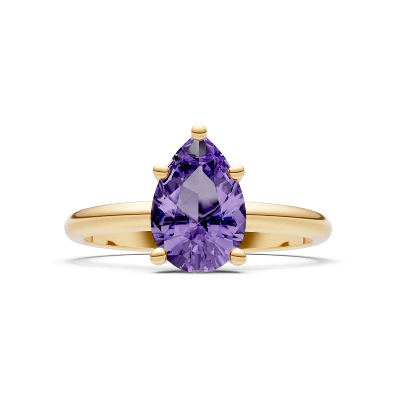 Amethyst 5 Prong Pear Shape Solitaire Engagement Ring