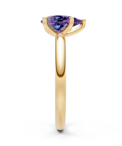 Amethyst 5 Prong Pear Shape Solitaire Engagement Ring