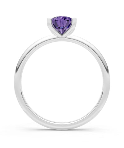 Amethyst 5 Prong Pear Shape Solitaire Engagement Ring