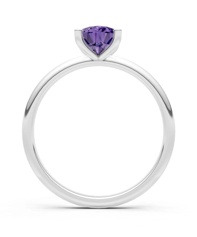 Amethyst 5 Prong Pear Shape Solitaire Engagement Ring
