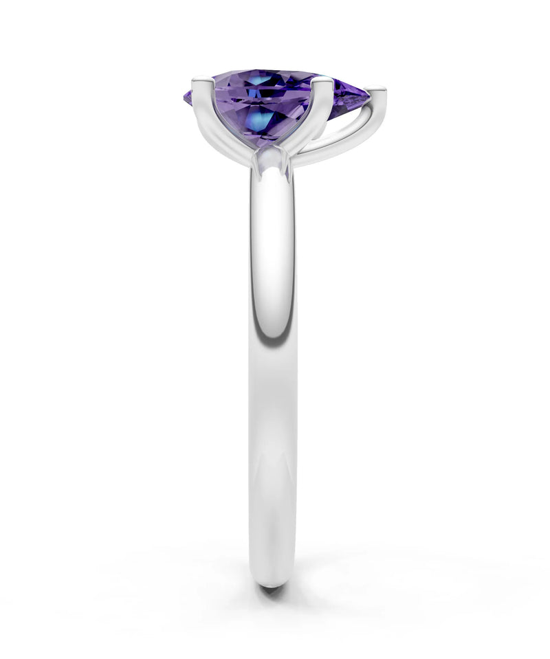 Amethyst 5 Prong Pear Shape Solitaire Engagement Ring