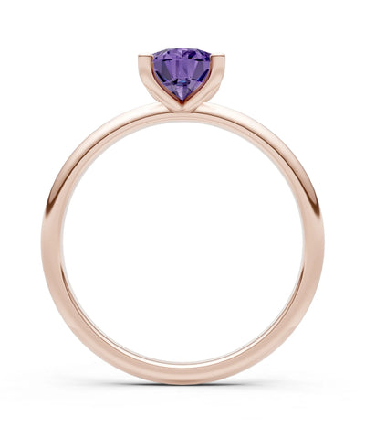 Amethyst 5 Prong Pear Shape Solitaire Engagement Ring