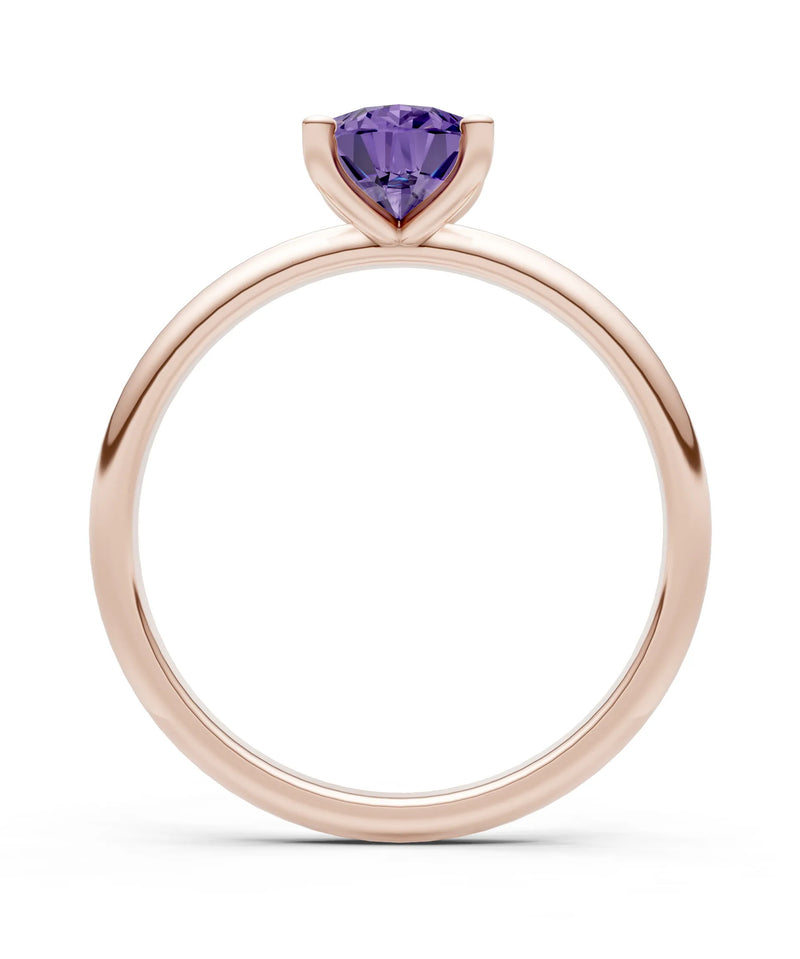 Amethyst 5 Prong Pear Shape Solitaire Engagement Ring