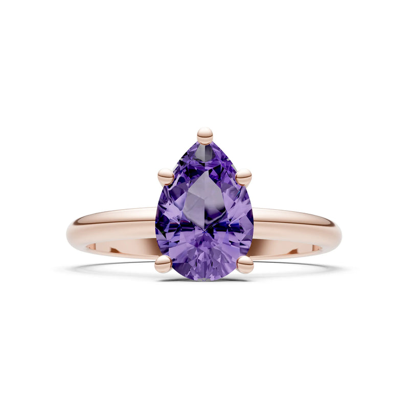 Amethyst 5 Prong Pear Shape Solitaire Engagement Ring