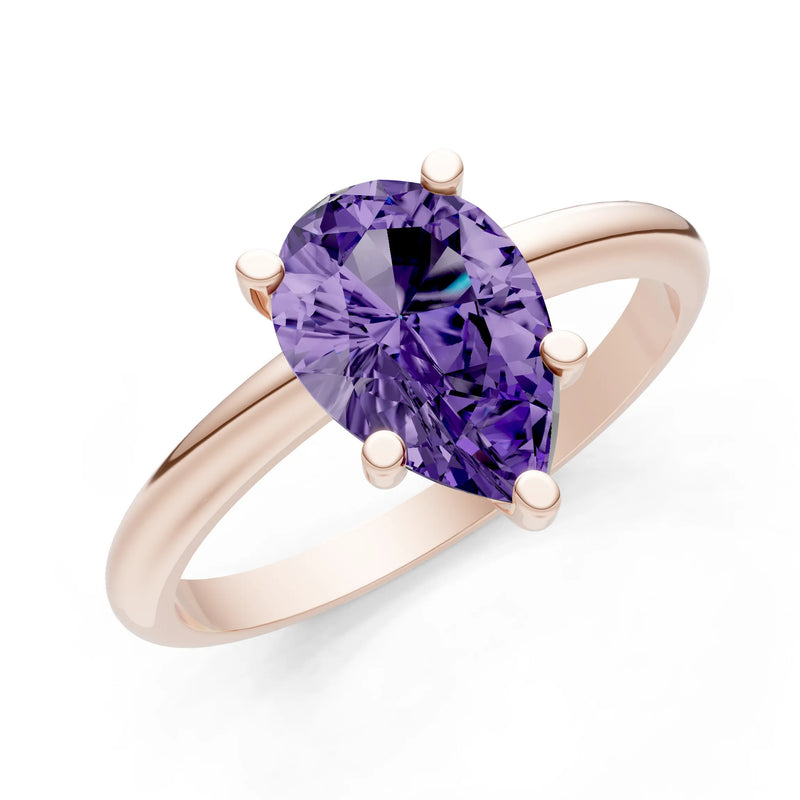 Prong Pear Shape Lab Grown Diamond Solitaire Engagement Gold Ring