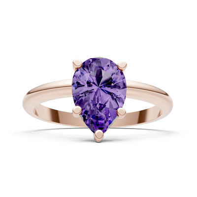 Prong Pear Shape Lab Grown Diamond Solitaire Engagement Gold Ring