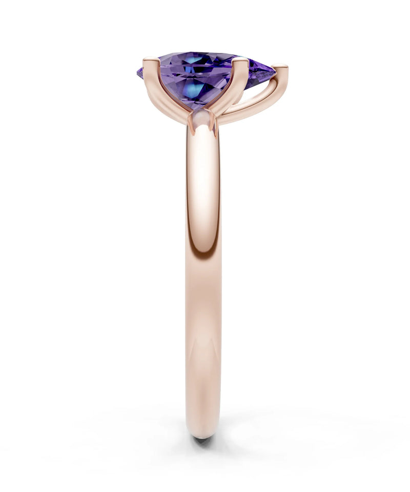 Amethyst 5 Prong Pear Shape Solitaire Engagement Ring
