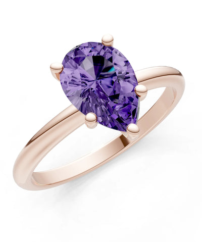 Amethyst 5 Prong Pear Shape Solitaire Engagement Ring