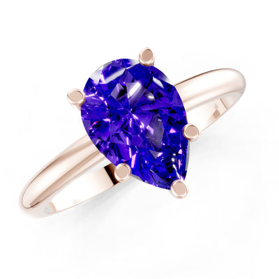 Prong Pear Shape Lab Grown Diamond Solitaire Engagement Gold Ring