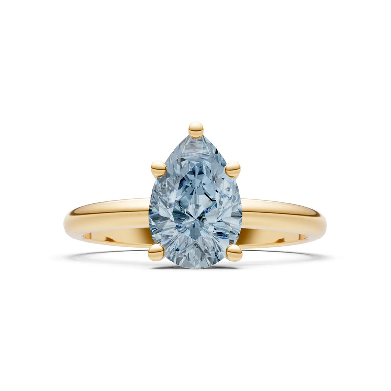 Aquamarine 5 Prong Pear Shape Solitaire Engagement Ring