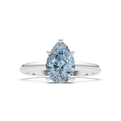 Aquamarine 5 Prong Pear Shape Solitaire Engagement Ring