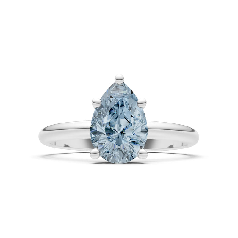Aquamarine 5 Prong Pear Shape Solitaire Engagement Ring