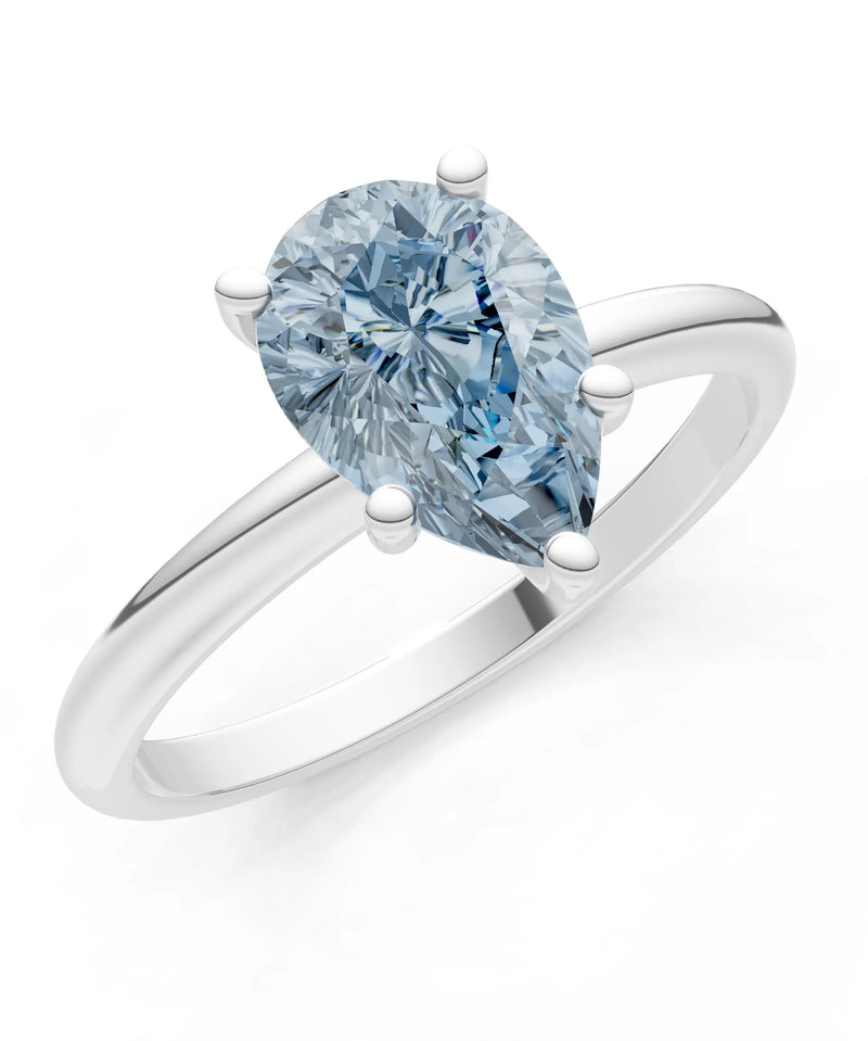 Aquamarine 5 Prong Pear Shape Solitaire Engagement Ring
