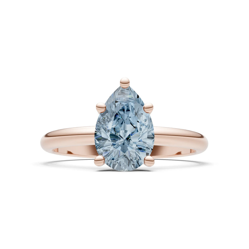 Aquamarine 5 Prong Pear Shape Solitaire Engagement Ring