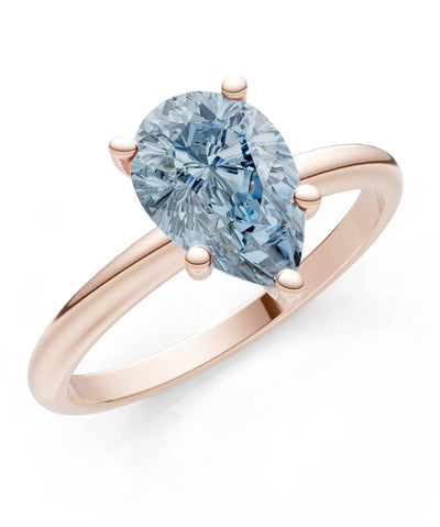 Aquamarine 5 Prong Pear Shape Solitaire Engagement Ring