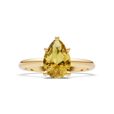 Citrine 5 Prong Pear Shape Solitaire Engagement Ring