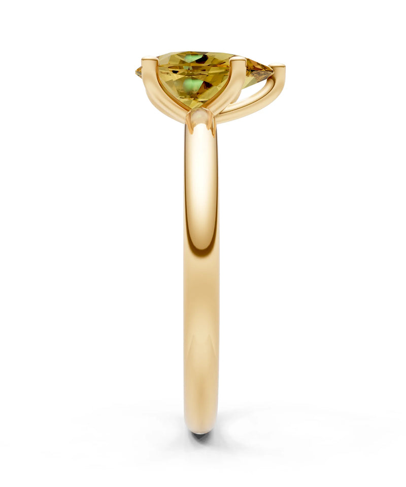 Citrine 5 Prong Pear Shape Solitaire Engagement Ring
