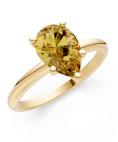 Citrine 5 Prong Pear Shape Solitaire Engagement Ring