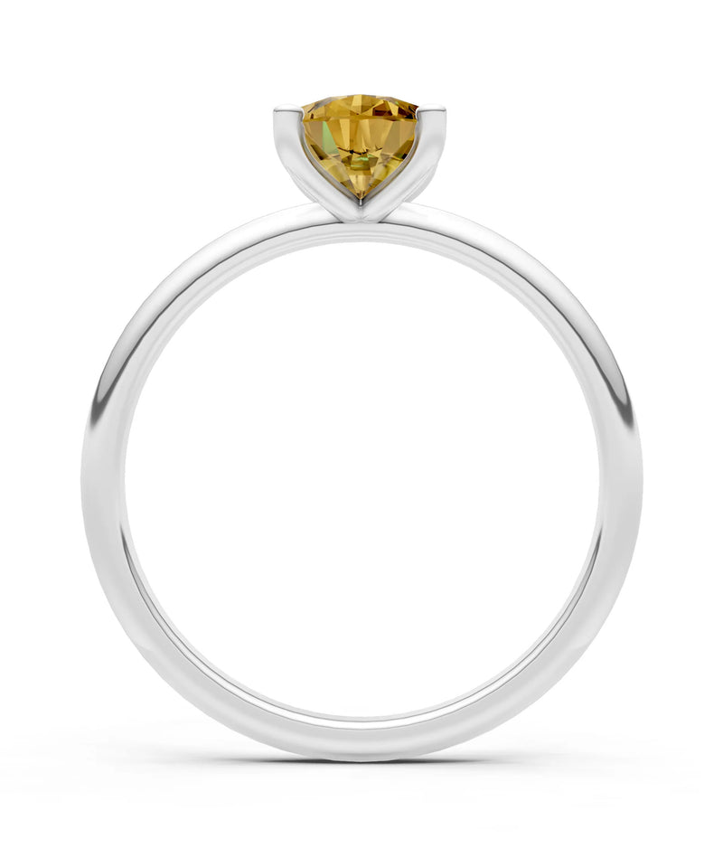 Citrine 5 Prong Pear Shape Solitaire Engagement Ring
