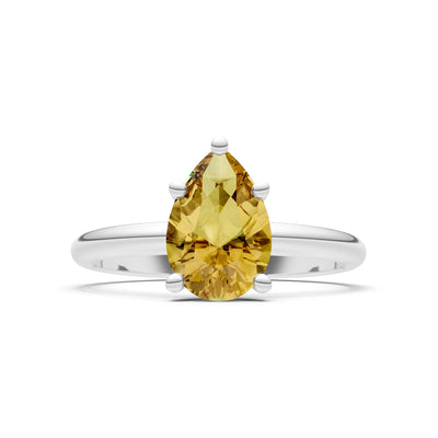 Citrine 5 Prong Pear Shape Solitaire Engagement Ring
