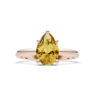 Citrine 5 Prong Pear Shape Solitaire Engagement Ring