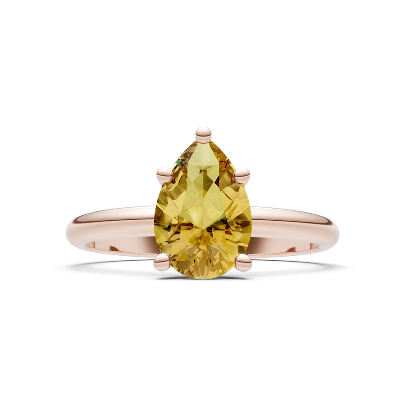 Citrine 5 Prong Pear Shape Solitaire Engagement Ring