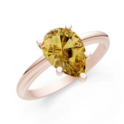 Prong Pear Shape Lab Grown Diamond Solitaire Engagement Gold Ring