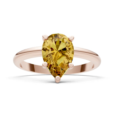 Prong Pear Shape Lab Grown Diamond Solitaire Engagement Gold Ring