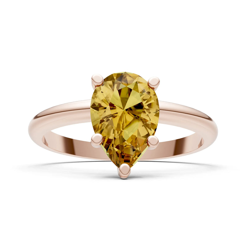 Prong Pear Shape Lab Grown Diamond Solitaire Engagement Gold Ring