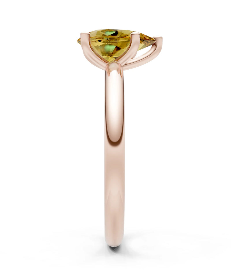 Citrine 5 Prong Pear Shape Solitaire Engagement Ring