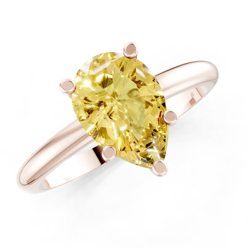 Prong Pear Shape Lab Grown Diamond Solitaire Engagement Gold Ring