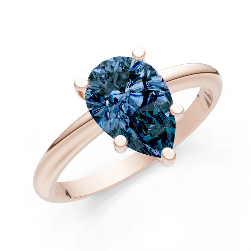 Prong Pear Shape Lab Grown Diamond Solitaire Engagement Gold Ring