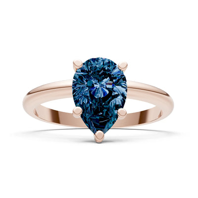 Prong Pear Shape Lab Grown Diamond Solitaire Engagement Gold Ring