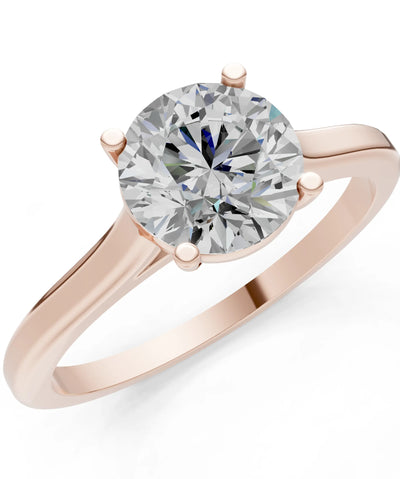 Round Cut Gemstone Solitaire Gold Ring