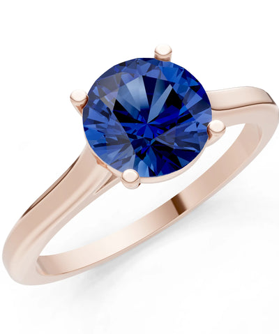 Round Cut Gemstone Solitaire Gold Ring