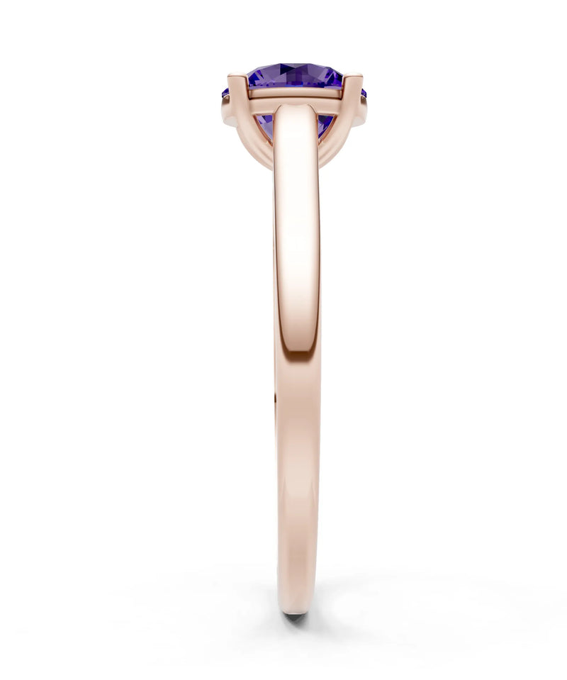 Round Cut Gemstone Solitaire Gold Ring