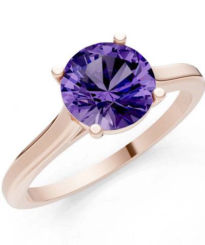 Round Cut Gemstone Solitaire Gold Ring