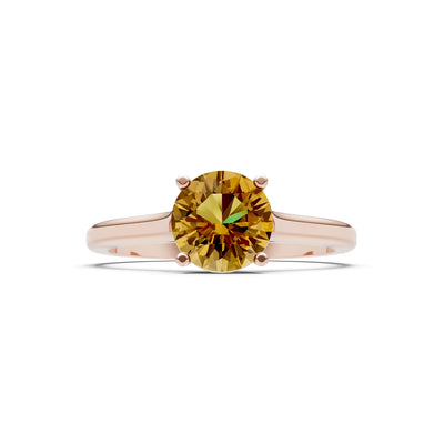 Round Cut Gemstone Solitaire Gold Ring