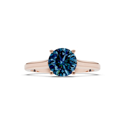 Round Cut Gemstone Solitaire Gold Ring