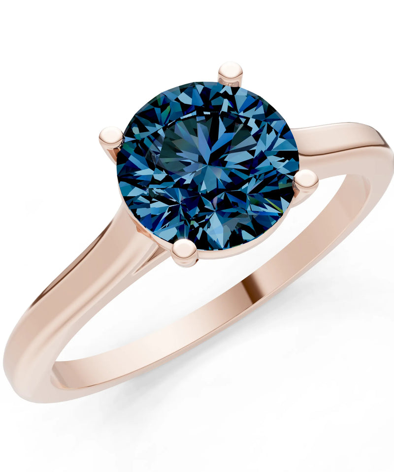 Round Cut Gemstone Solitaire Gold Ring