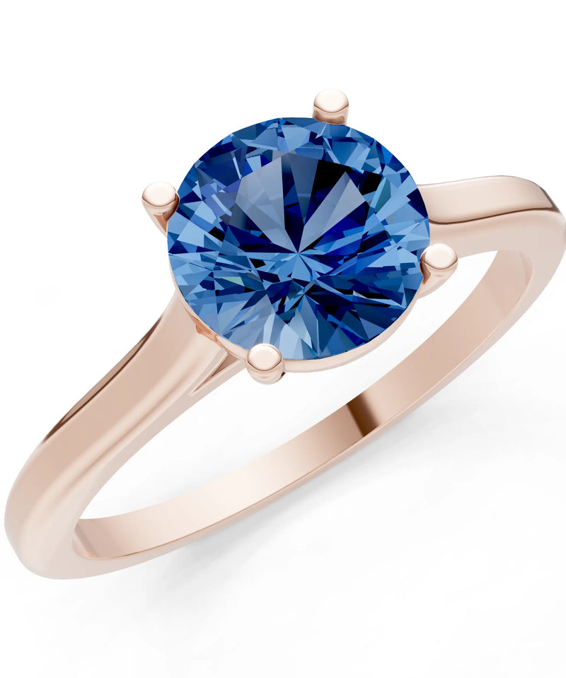 Round Cut Gemstone Solitaire Gold Ring